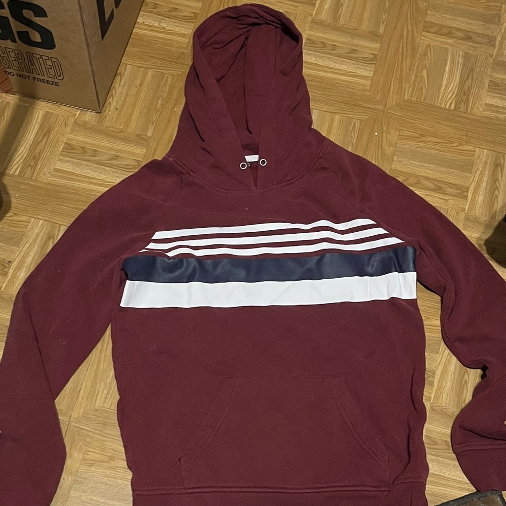 Zine Clothing Burgundy Hoodie with Stripes